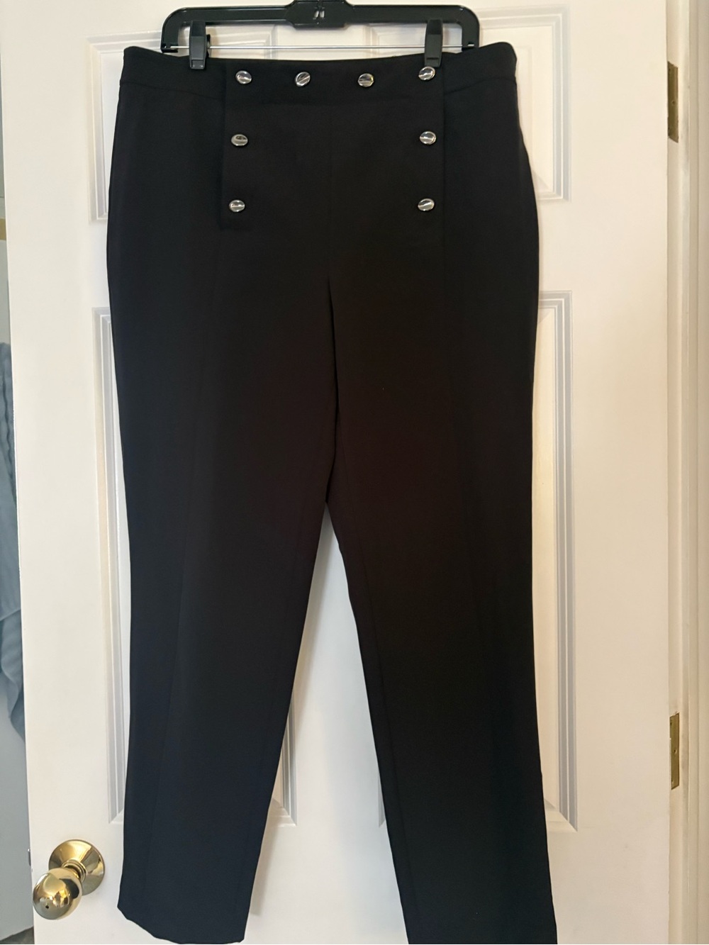 Donna Karan Black Crepe Pants with button Detail